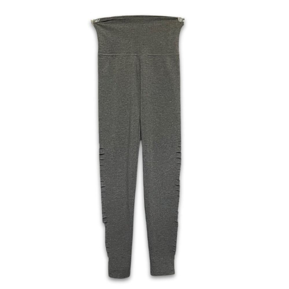 Aerie Leggings Full Length Leg Slit Slashed Distressed Detail Sleek Gray W XXS